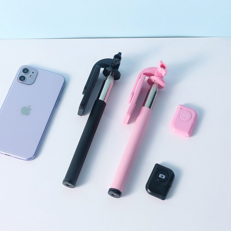 New private mode wire control selfie stick bluetooth remote control selfie stick mobile phone live lazy stand tripod mini