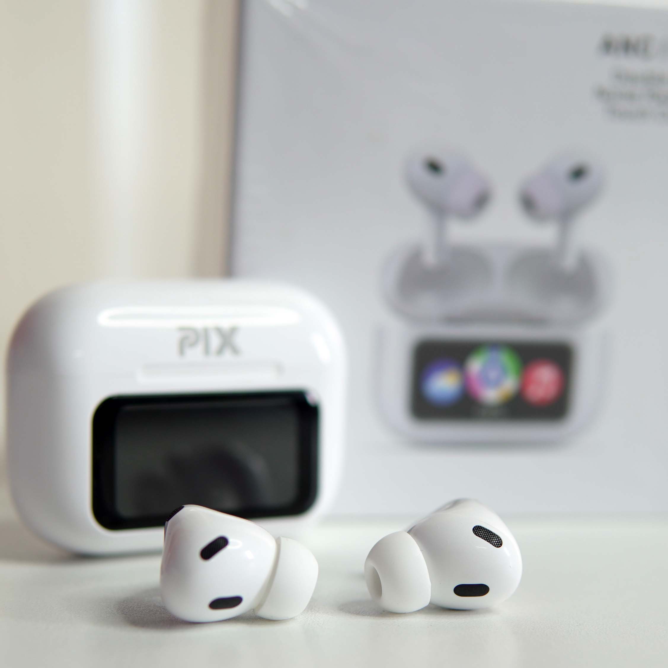 Pix AirKing Max Wireless Earbuds With App Support- Bluetooth 5.4 ANC Touch Screen Display Headphone with App Support-Multi-Function Interactive Touch Screen Display- Air  king Max Wireless Earbuds TWS Headset Touch Screen Display. 