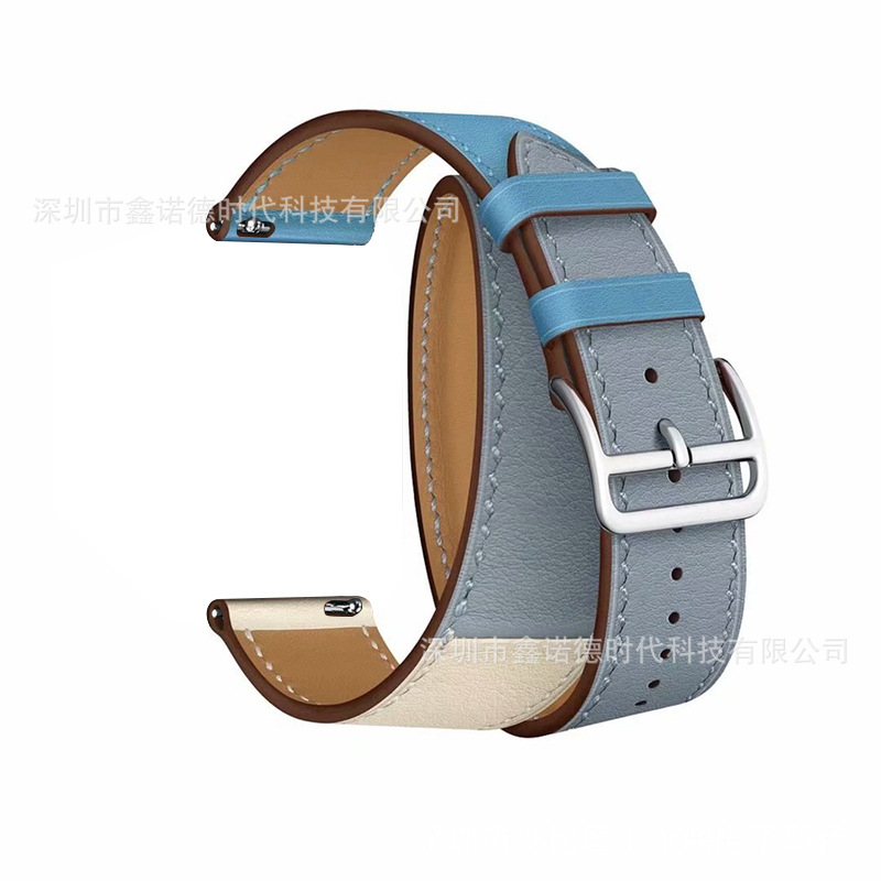 [autismaut] Applicable Amazfit GTR Strap Contrast Color Leather Strap Double Ring Strap 42MM 47MM Leather Strap. 