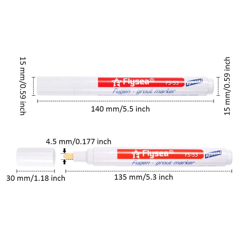 8Pcs White Grout Pen Grout Reviver Pen Grout Restore Marker with 8Pcs Replacement Nib Tips for Tile Grout Wall Floor. 