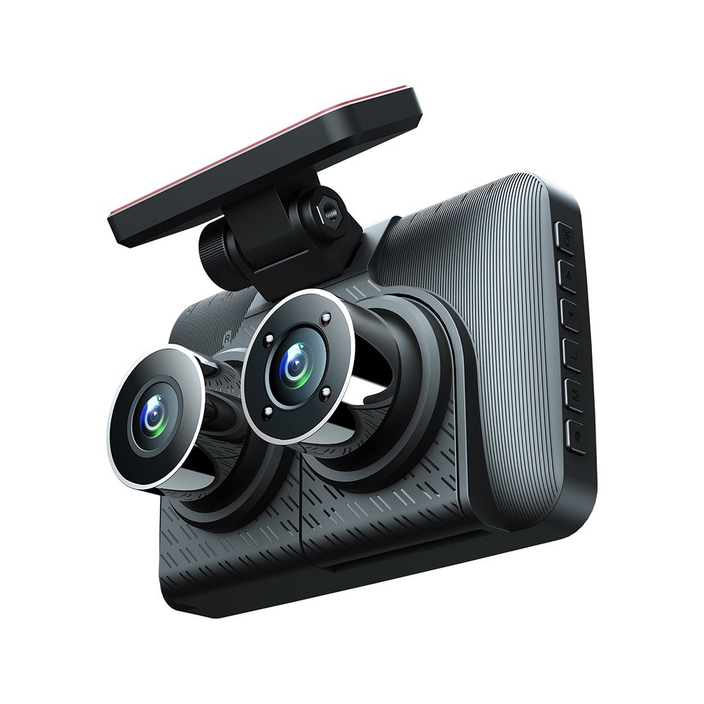 Dash Cam Front and Rear Inside 3 Cameras 1080+720+480P 4in Car Rearview Mirror - black. 