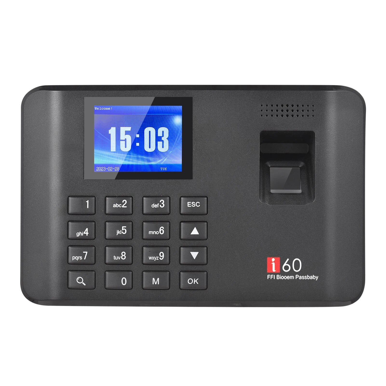I60 Biometric Attendance System Password Fingerprint Attendance Machine Time Clock Employee Checking-in Recorder 2.4" LCD Screen. 