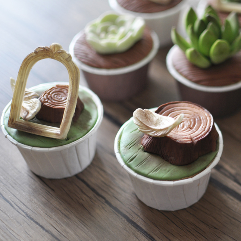 【LuckyBabyFans Store】2pcs/set Silicone Tree Stump Texture Line Cupcake Cake Decorating Tool Chocolate Clay Moulds Fondant Cake Making Tools. 