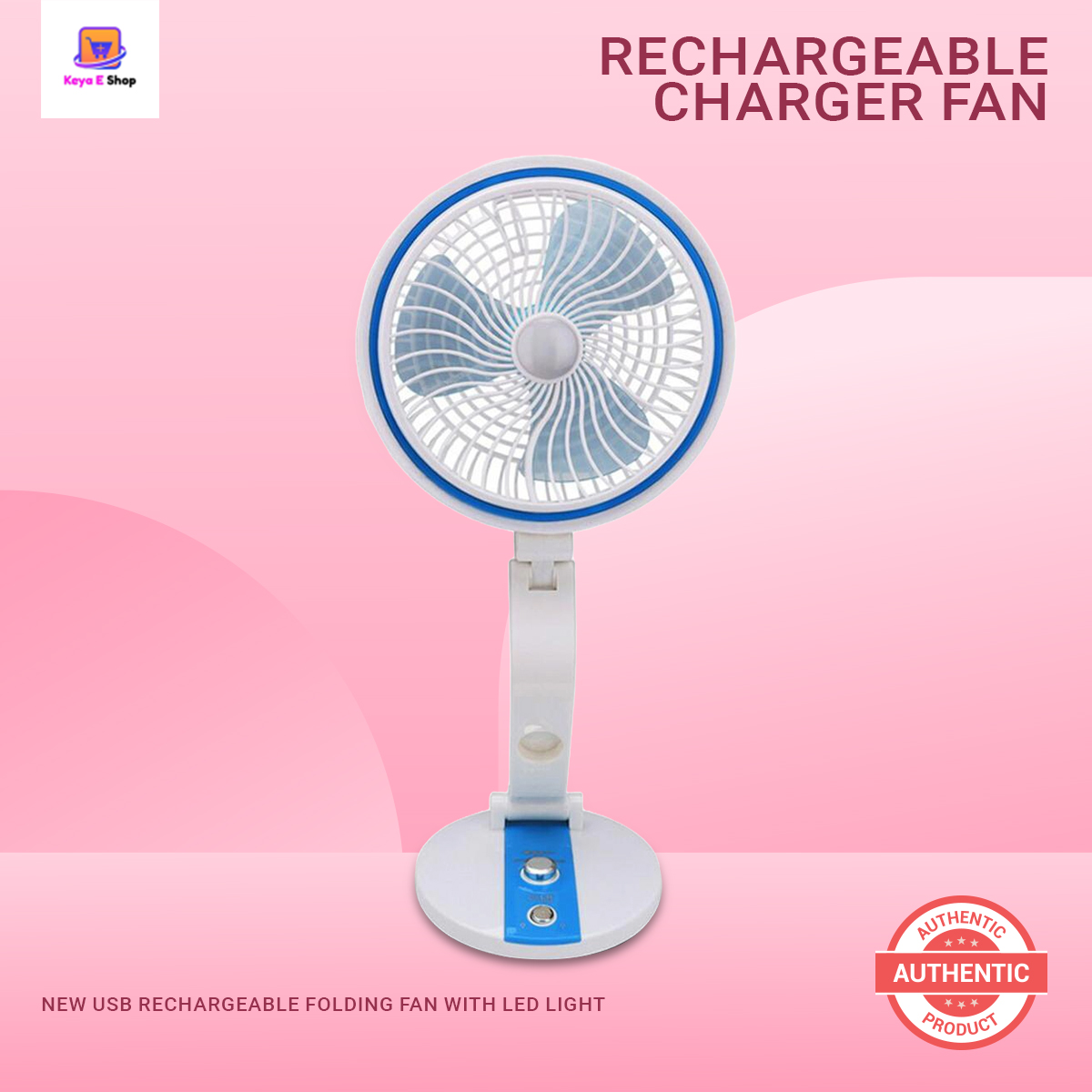 New USB Rechargeable Folding  Fan With LED Light
