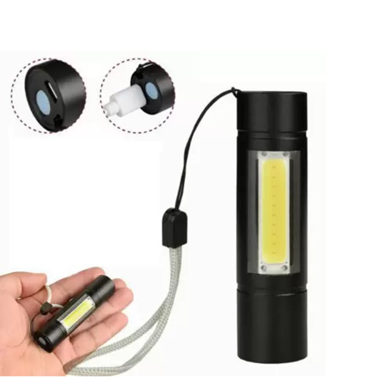 LED Light Emergence Rechargeable Mini and Pocket Torch Flash Light DP571 Torch Emergency Light  (Black)