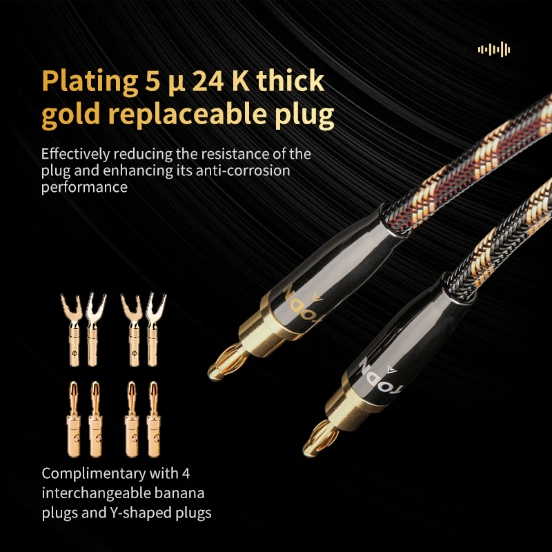 TODN speaker cable high end hifi audio cable 6N OCC speakers CABL replaceable banana plug Yplug Connecting the amplifier. 