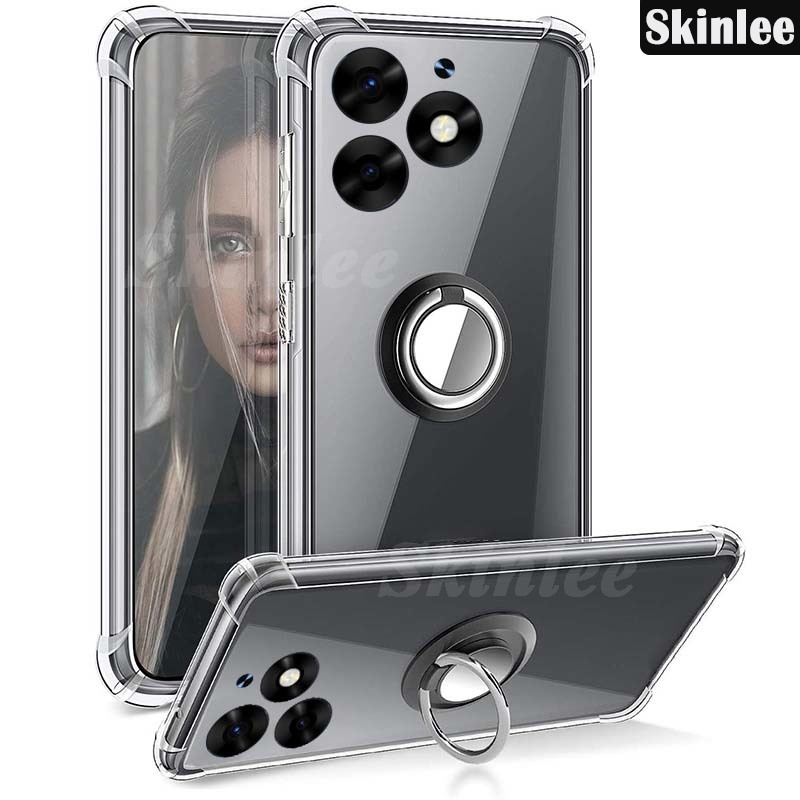 Phone case For infinix Smart 8 Pro Back cover Ring Holder Ultra Thin Transparent Car Navigation Soft Silicone Clear cover For infinix Smart8 Pro Cover cases. 