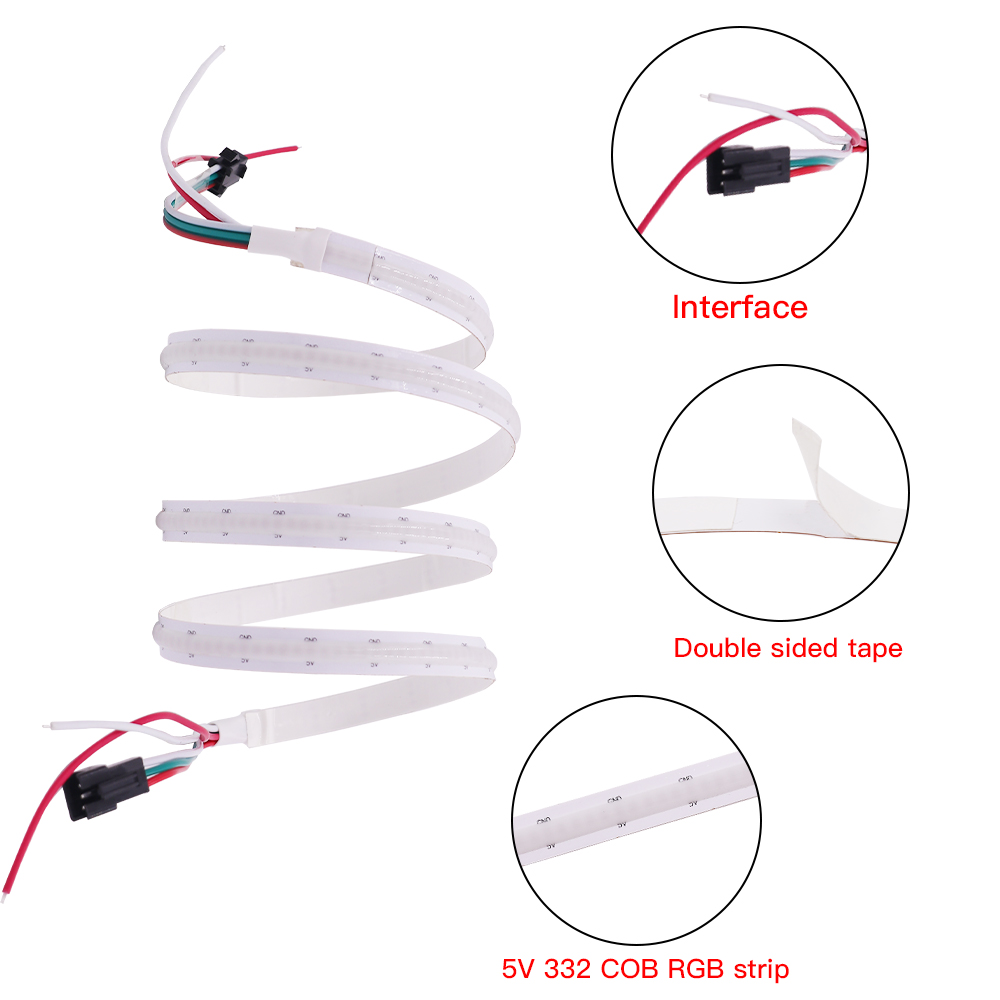 DC 5V USB Bluetooth APP SK6812 RGB COB Strip 332Leds/M TV Background Lamp Dream Color Flexible Ribbon Tape Rope LED Light. 