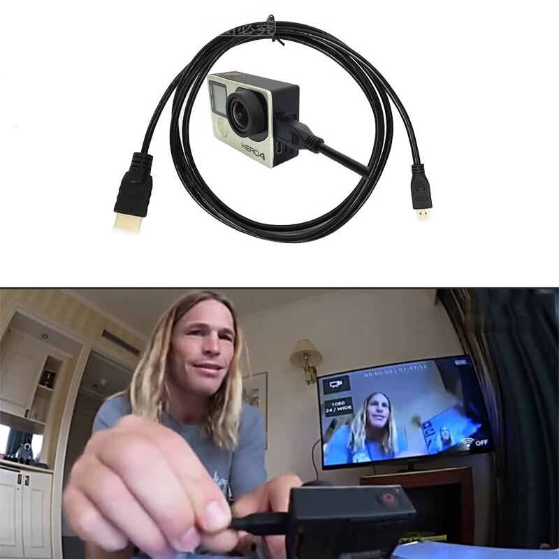 【VisioN Shop】Micro HDMI Cable Data line Xiaomi yi GoPro Hero 7 6 5 4 3+ SJ4000 Xiaomi Yi 4k EKEN H9 Action Camera Accessories. 