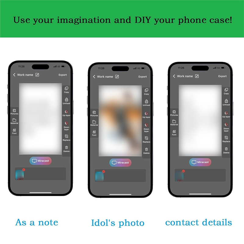 FORIDE Smart Photo Rear Projection DIY Phone Case Instantly Displays Photos on Back Cover for 15. 