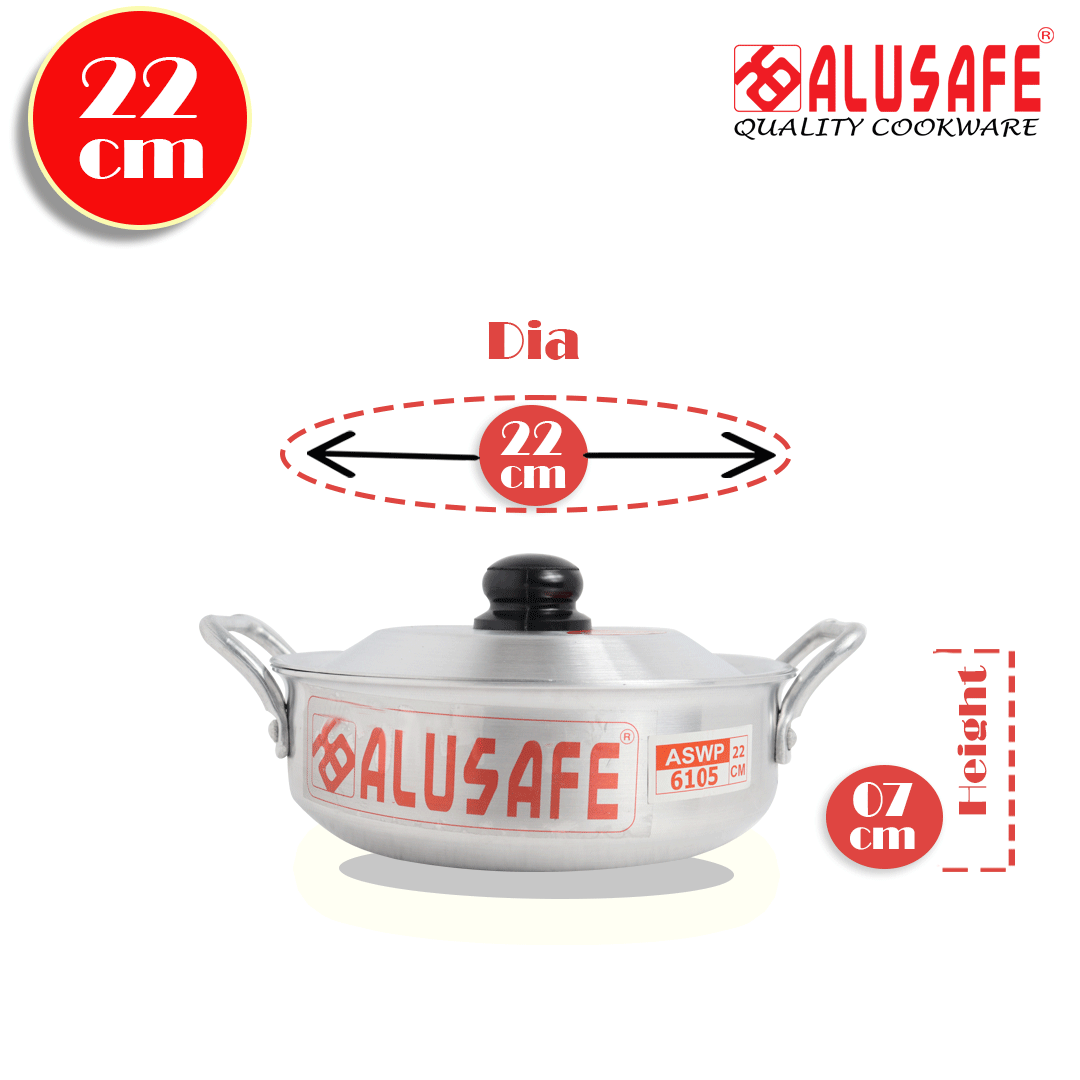 Alusafe Aluminum Wokpan with Lid (22*7 CM)