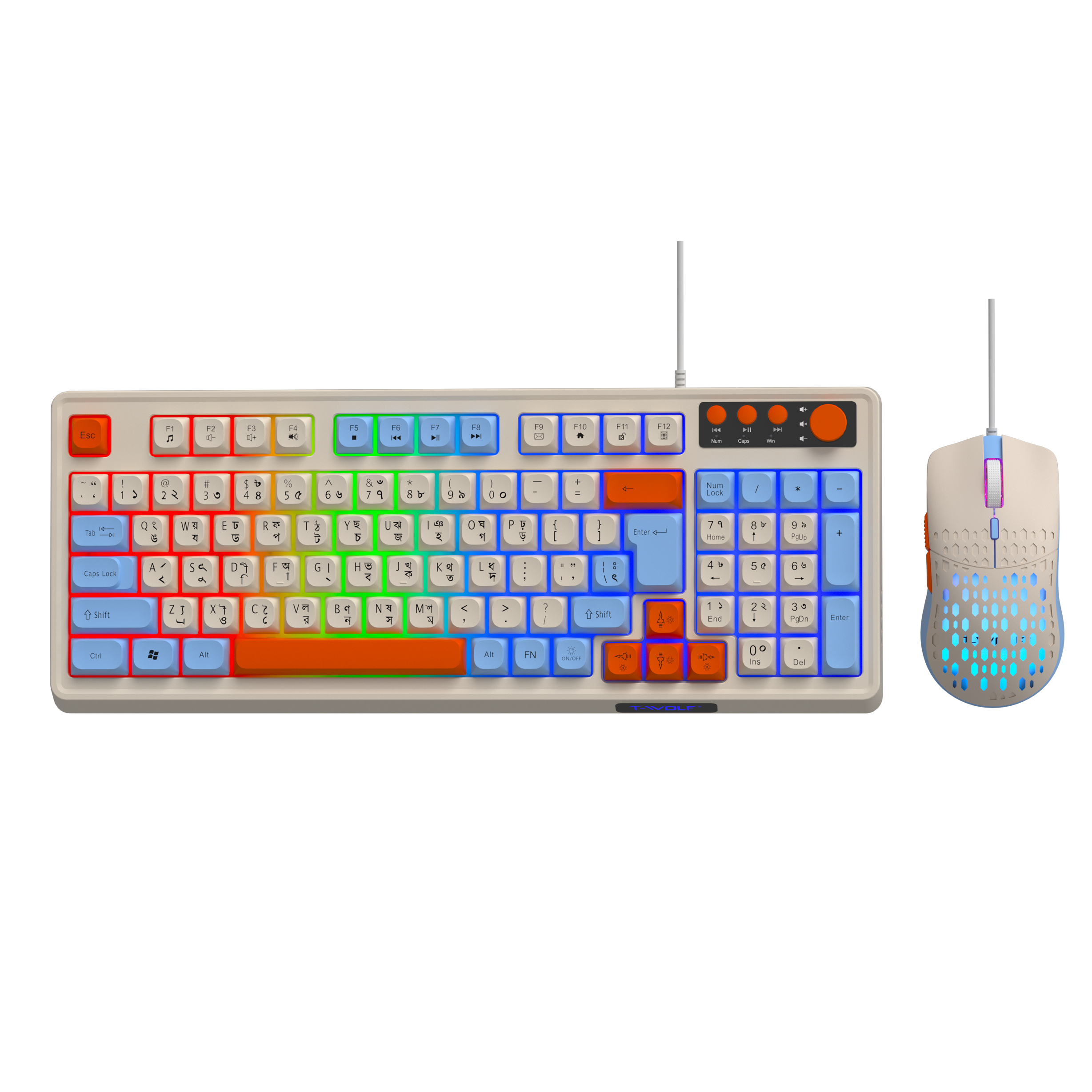 T-WOLF TF100 Wired Keyboard Mouse Gaming Combo. 