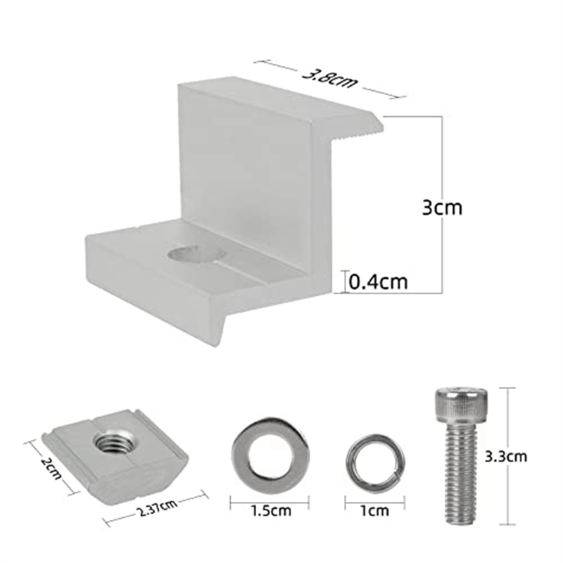 12 Piece Solar Module Bracket End Clamp, End Clamp, Side Clamp for PV Solar Module Roof Mountings (40MM). 