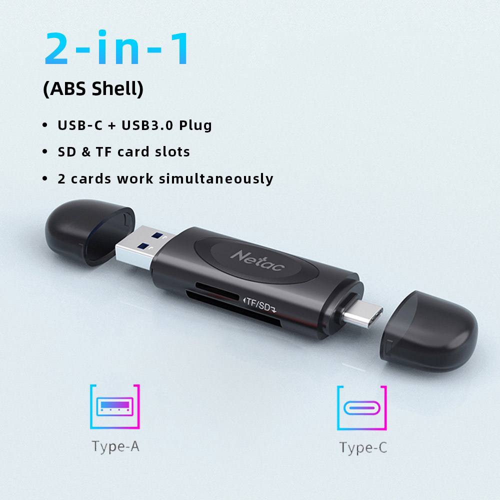 Netac Card Reader USB 3.0 USB C USB-A to SD Micro SD TF Memory Card Adapter for PC Laptop Accessories Multi Smart Cardreader. 