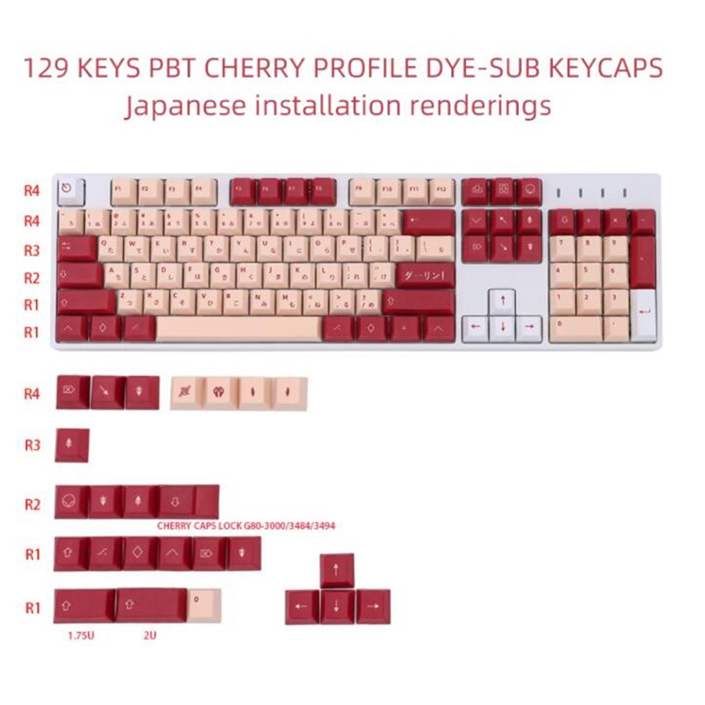 129 Key Darling Keycaps Cherry Profile DYE-SUB Personalized Keycap. 
