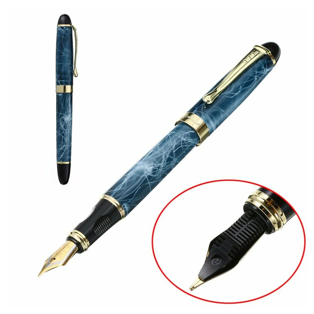 【WSJJ Store】Marble Chunky Medium Flex Nib Fountain Pen Office