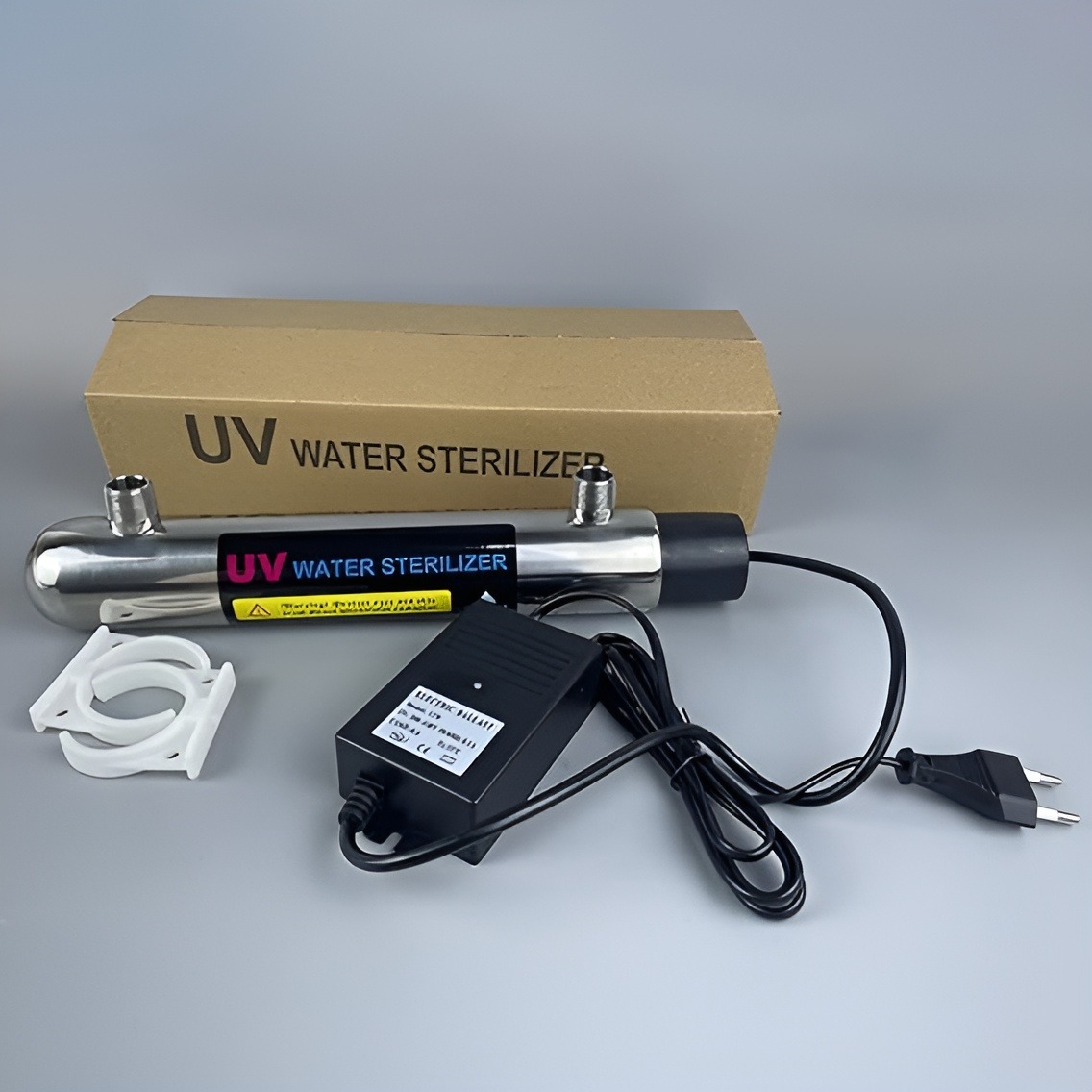 12 Watt UV Steriliser Set | Stainless Steel Mirror | Germicidal UV Light | High Efficiency Water Disinfection | Suitable for Osmosis Drinking Water Tap and Water Filter Aquarium. 