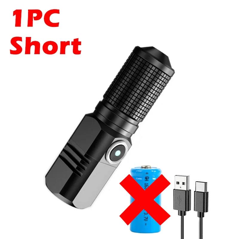 Mini Flashlight XHP50 LED USB C Rechargeable 16340 18650 Battery Flashlight 1500lm Powerful Torch Can Be Closed with One Click. 