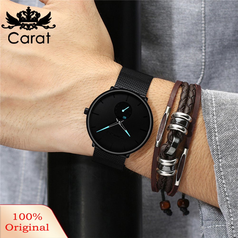 CRRJU Men Fashion Round Dial Alloy Band No Numbers Analog Quartz Wrist Watch. 