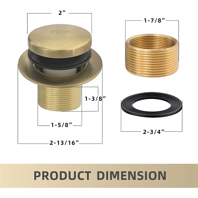 1Set Bathtub Drain Gold Tip Toe Bath Tub Drain Kit with Two-Hole Overflow Faceplate Bath Tub Drain Set Stainless Steel + Copper Brushed Gold. 