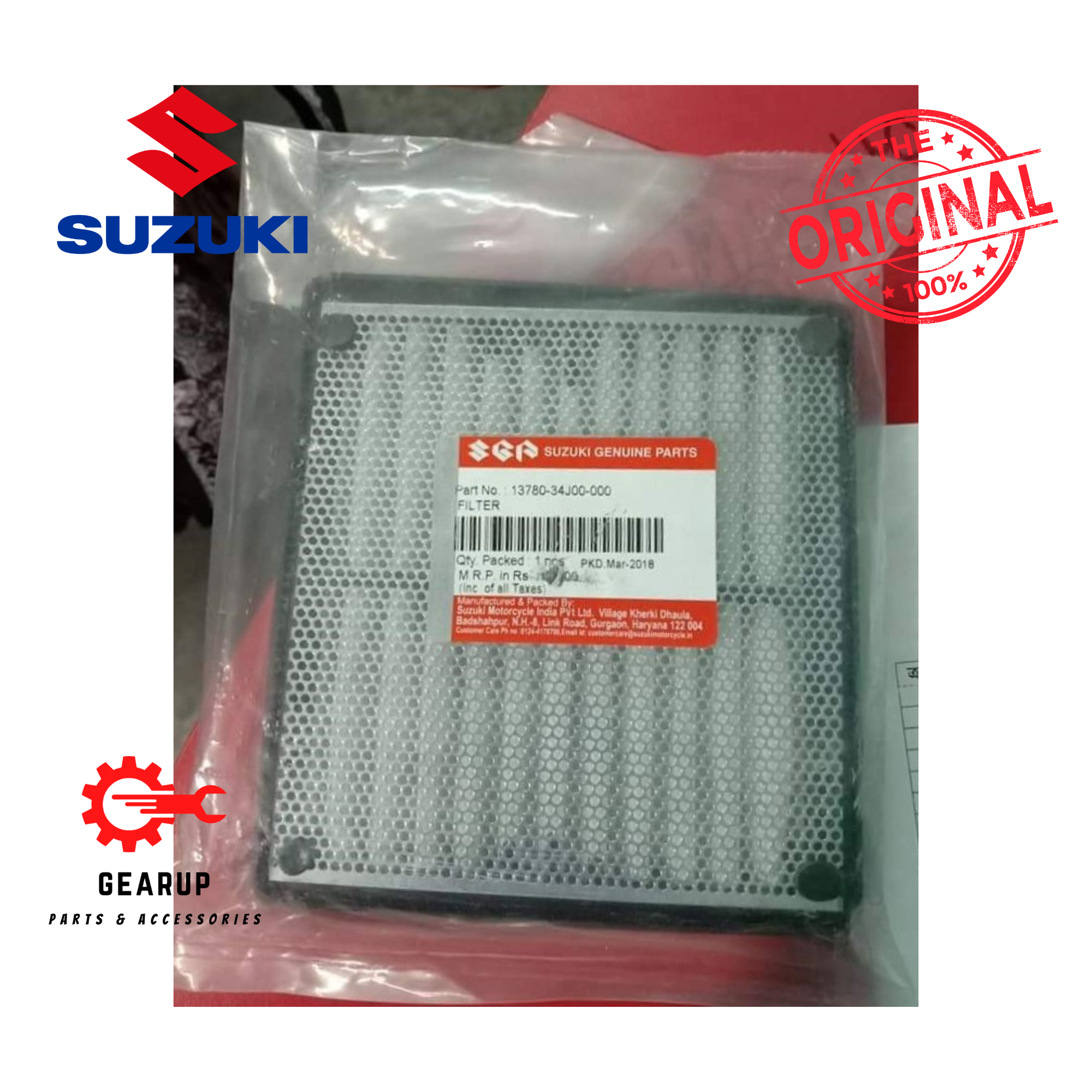 Suzuki Air filter for Suzuki Gixxer, Gixxer SF, Gixxer FI ABS (2 Pcs). 