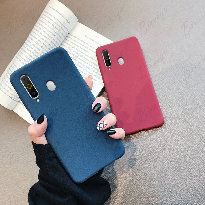 Tokifu For Samsung Galaxy M40 Back Cover Matte Simple Solid Color Soft Silicone TPU Case +Lanyard. 