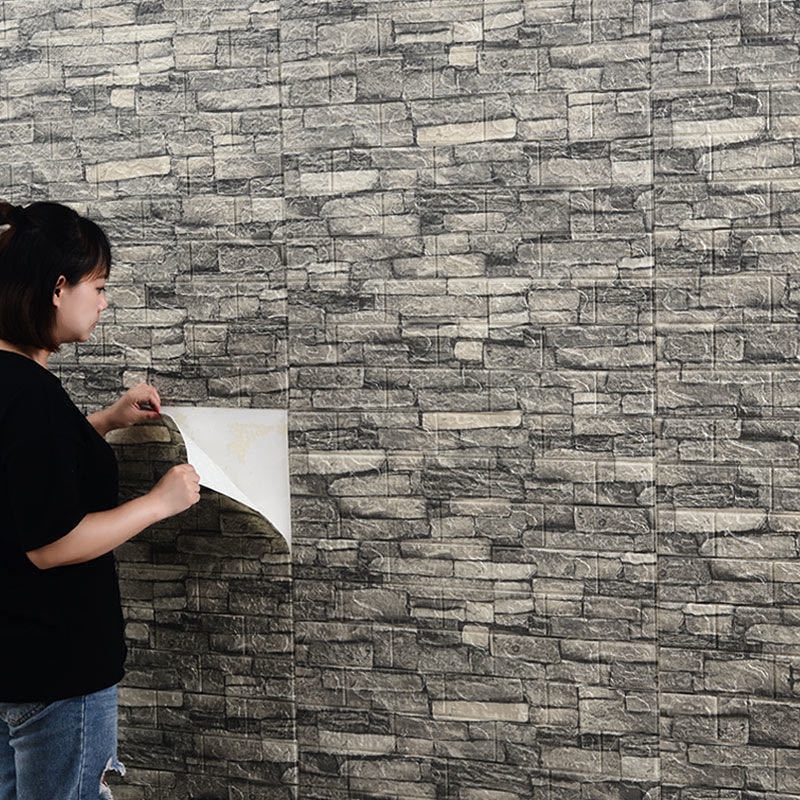 12Pcs 35*30cm High Quality 3D Foam Wall Panel Brick Retro Wallpaper Ceiling Self Adhesive Wallpanel Background Home Decoration. 