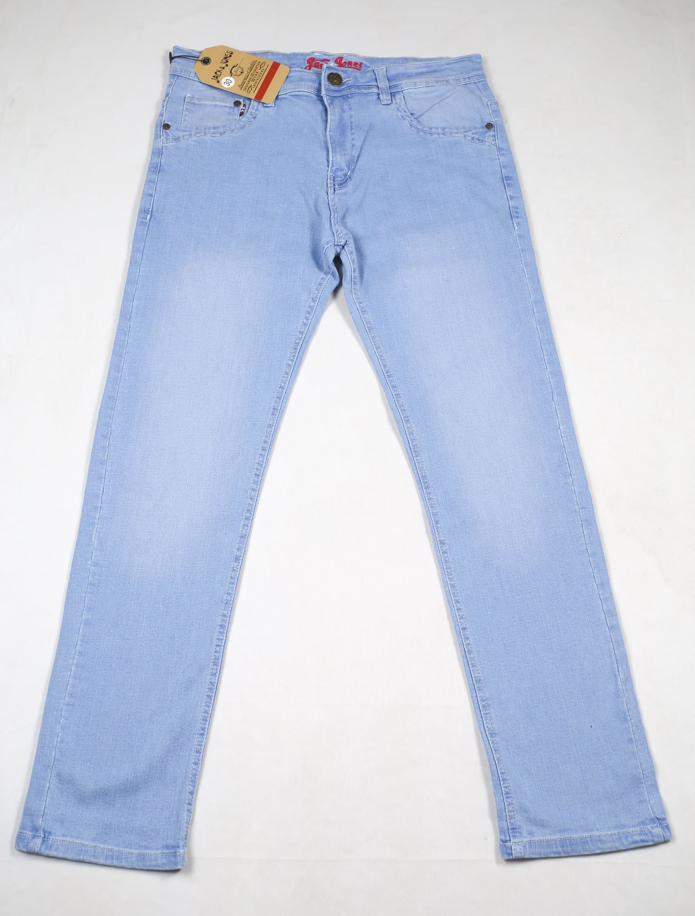 Sky Blue White Stitch Jeans For Men 