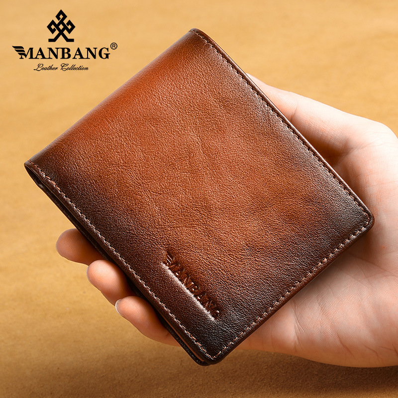 2023 ew en's Wallet ead Layer Leather Anti theft Card Swipe FI Leather Wallet Foreign rade. 