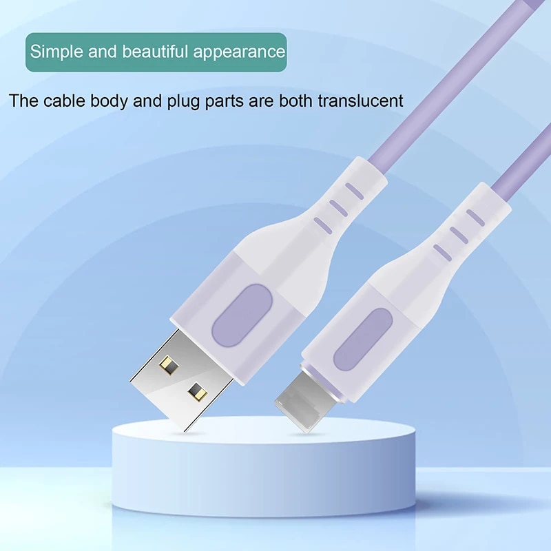 LightingQueen TYPE-C/Lightning liquid silicone mobile phone charging cable 5A super fast charging for Apple Huawei data cable. 