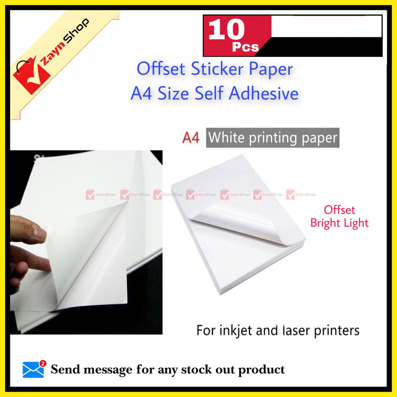 Offset Sticker Paper A4 Size Self Adhesive Label white color 10 pcs. 