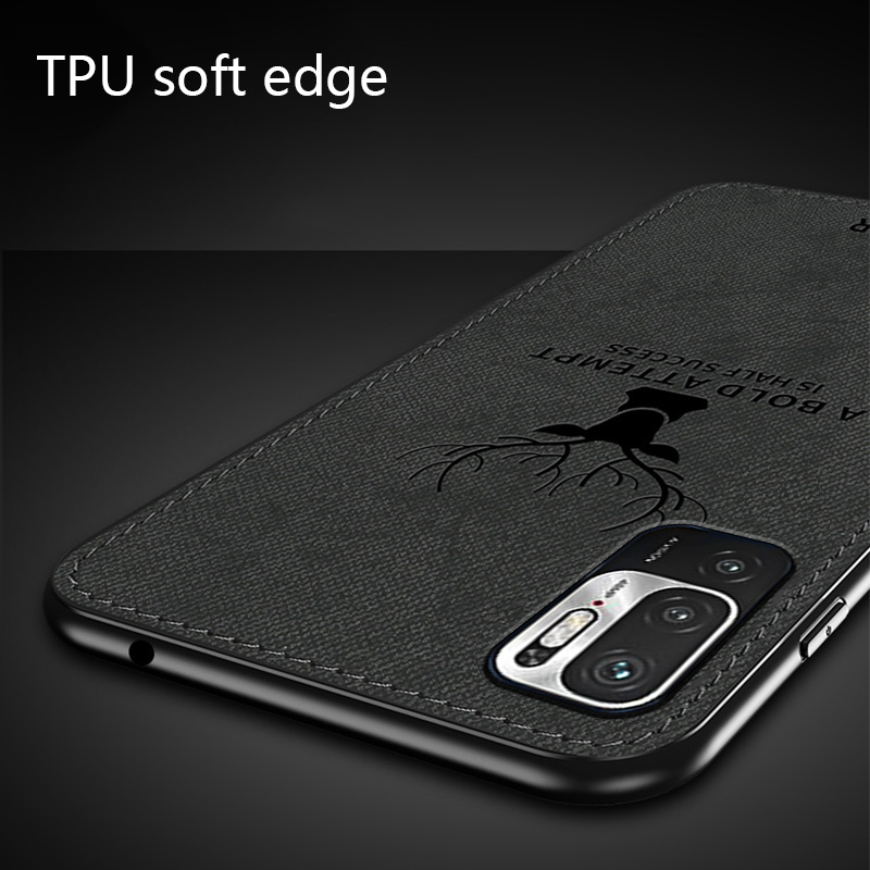 Biruiqu For Redmi Note 10 5G Hybrid Soft TPU Deer Pattern Leather Shockproof Case Cover. 