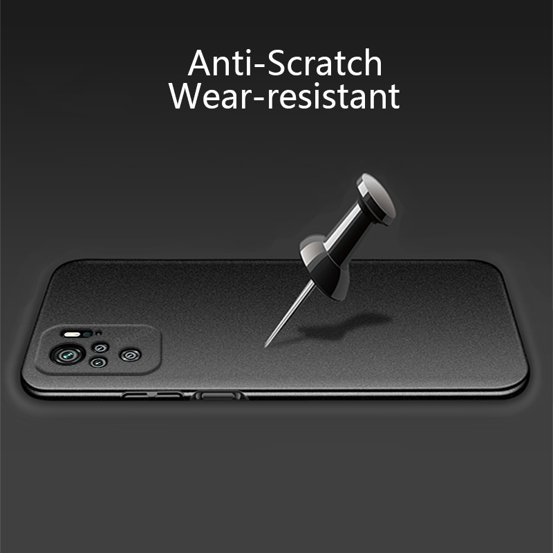 Biruiqu For Redmi Note 10 4G / Redmi Note 10S Shockproof Anti Slip Soft TPU Sandstone Matte Back Case Cover. 