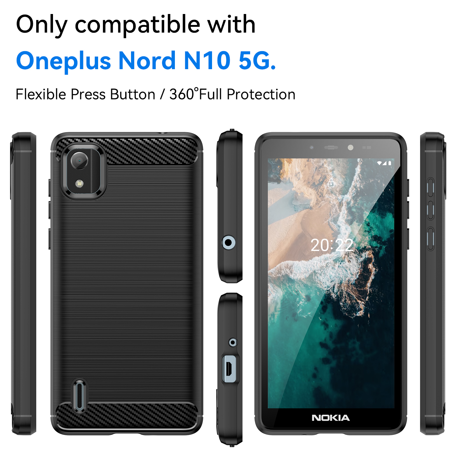 Nokia C2 2nd Edition Carbon Fiber Camera Protection Back Cover High Quality Soft Mobile Back Cover Black Color for Nokia C2 2nd Edition. 
