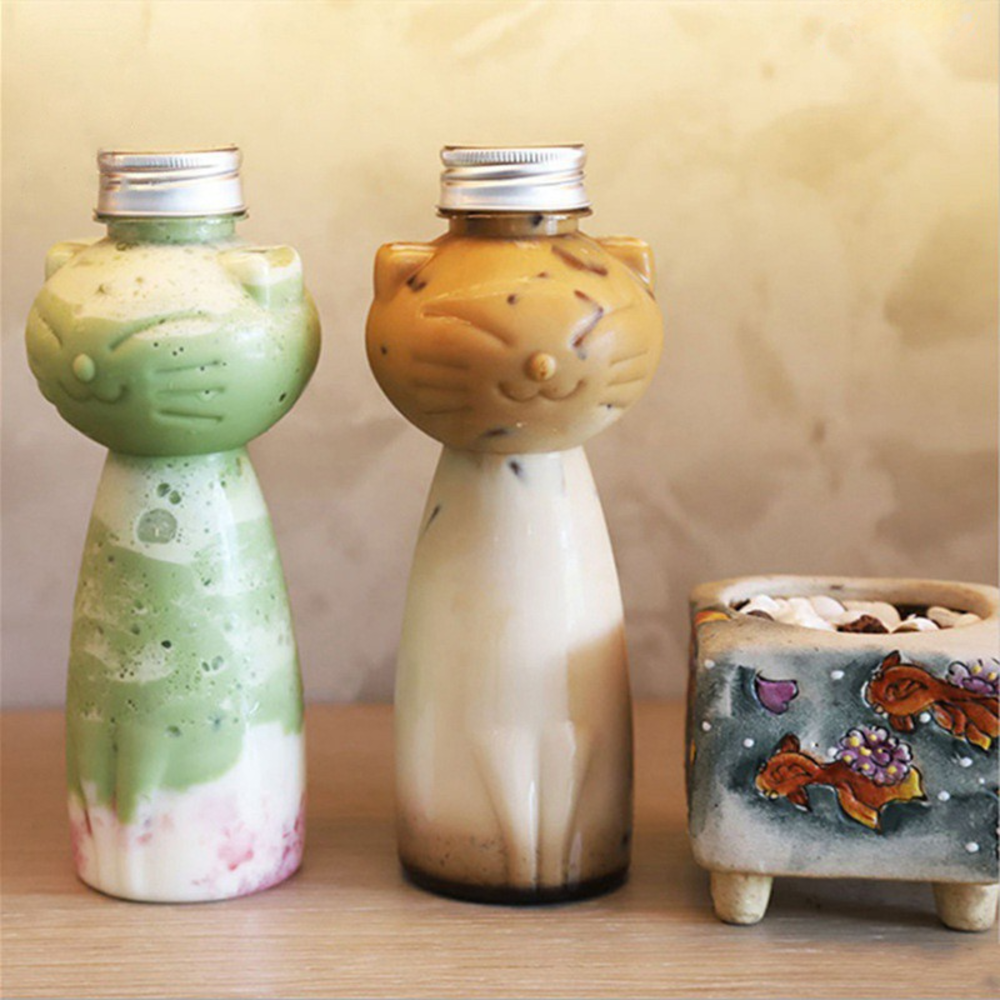 Water Bottle Kawaii Drinking Cup Transparent Juice Bottle Portable Beverage Bottle Milk Tea Coffee Bottle
