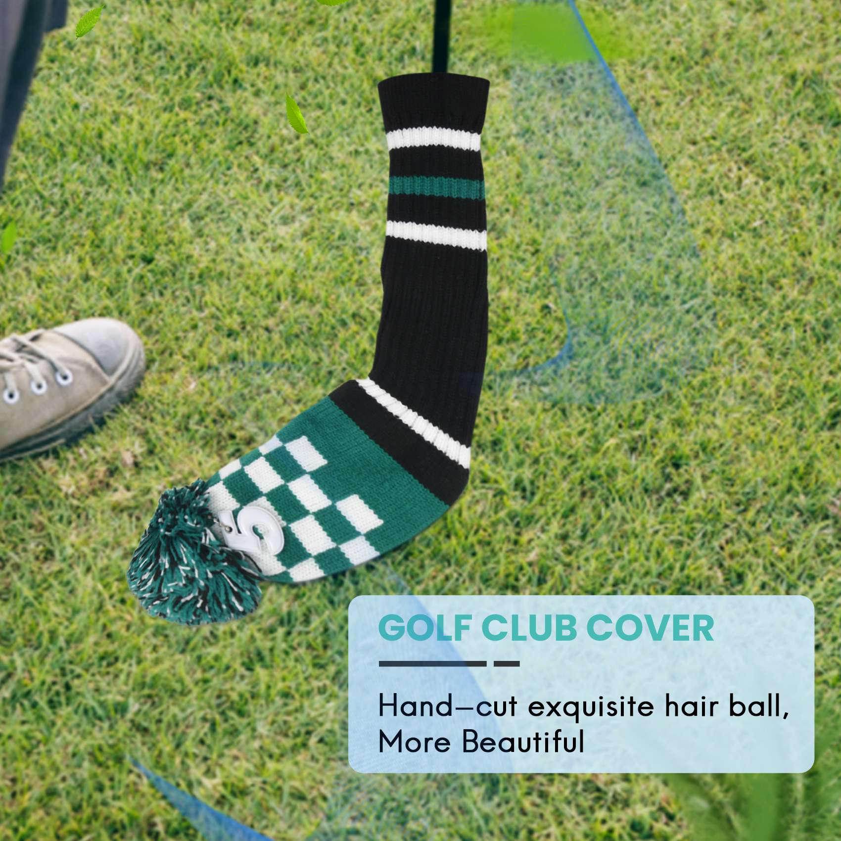 3PCS Golf Knitted Hat Set Golf Club Head Covers Golf Iron Head Covers Wedges Covers Knitted Wool Cue Cover with Number