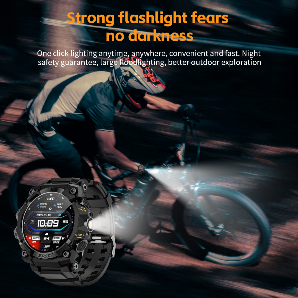 LOKMAT New ATTACK 3 PRO Smart Watch Bluetooth Call Fitness Tracker Flashlight Information Push Mobile Heart Rate Monitor. 