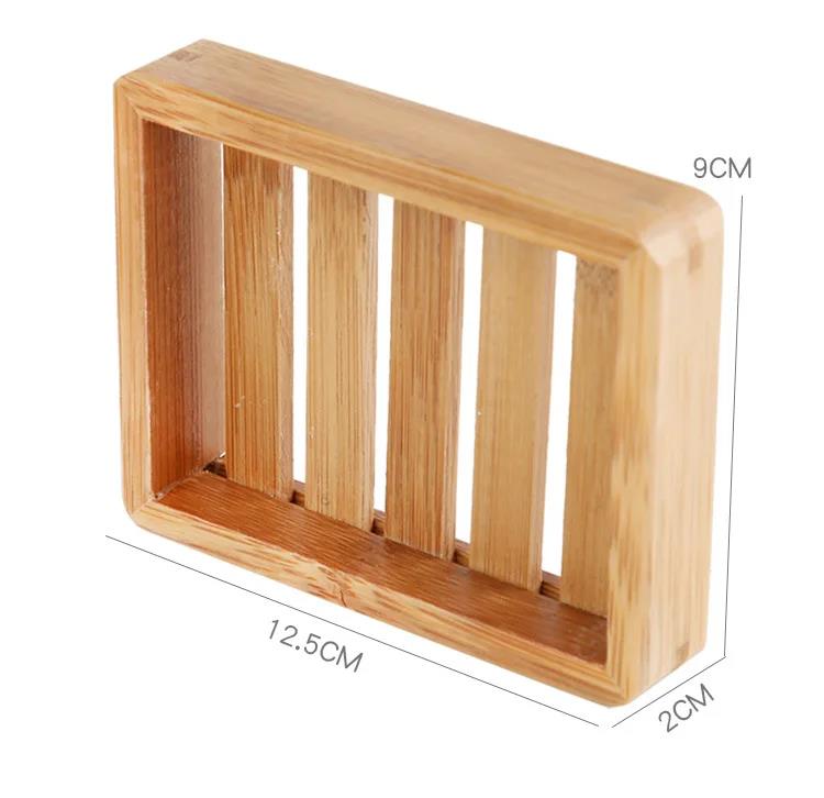 Portable Wooden Natural Bamboo Soap Dishes Tray Holder Storage Soap Rack Plate Container Bathroom Accessories Storage Organizer