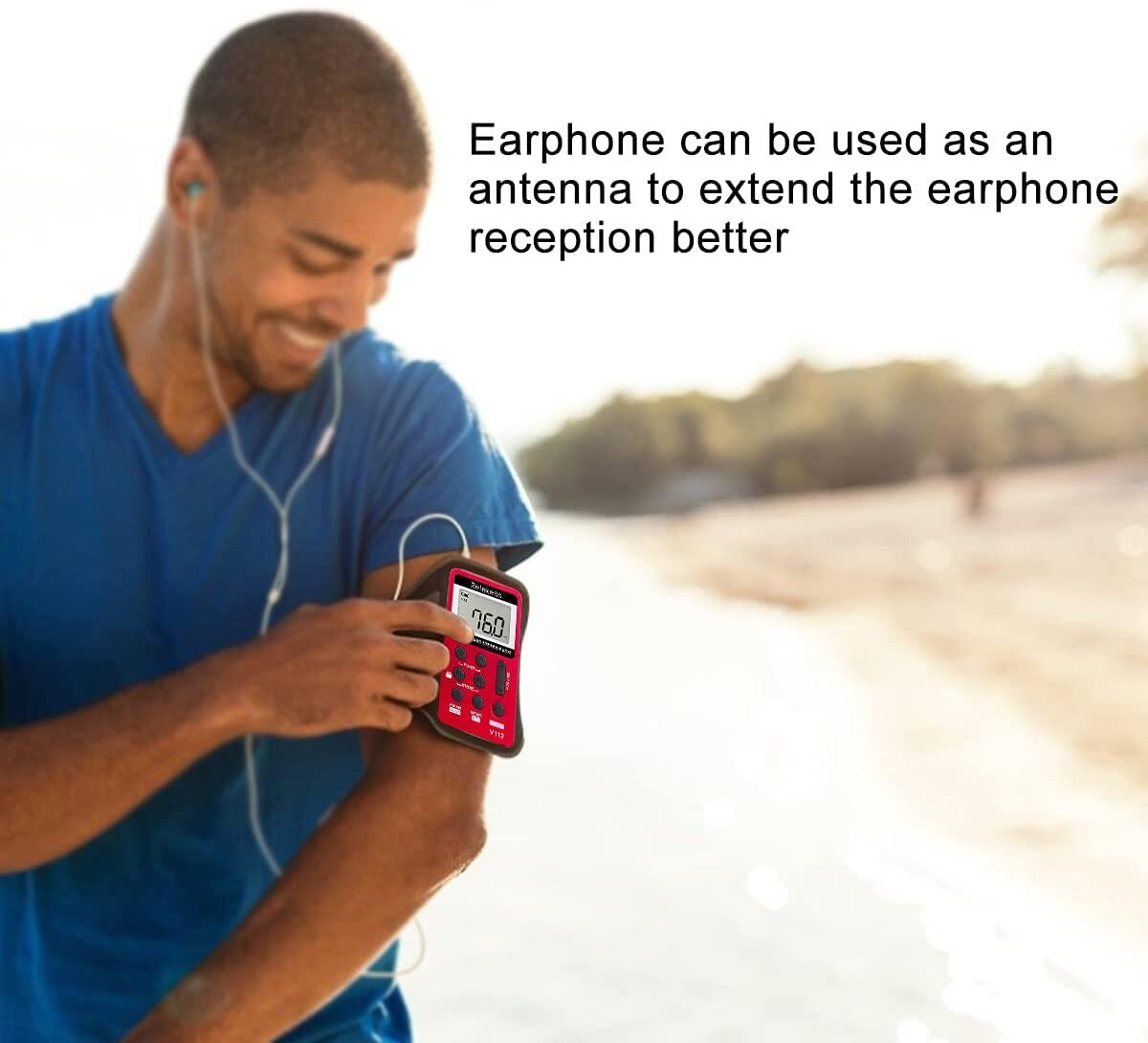 Retekess V112 AM FM Radio Portable Mini Radio with Earphone Pocket Digital Tuning Rechargeable Batteries LCD Display for Walking Jogging. 