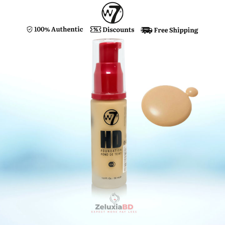 The W7 HD Foundation - Honey /Golden /Creme brulee | 3 Shade original by glitter life