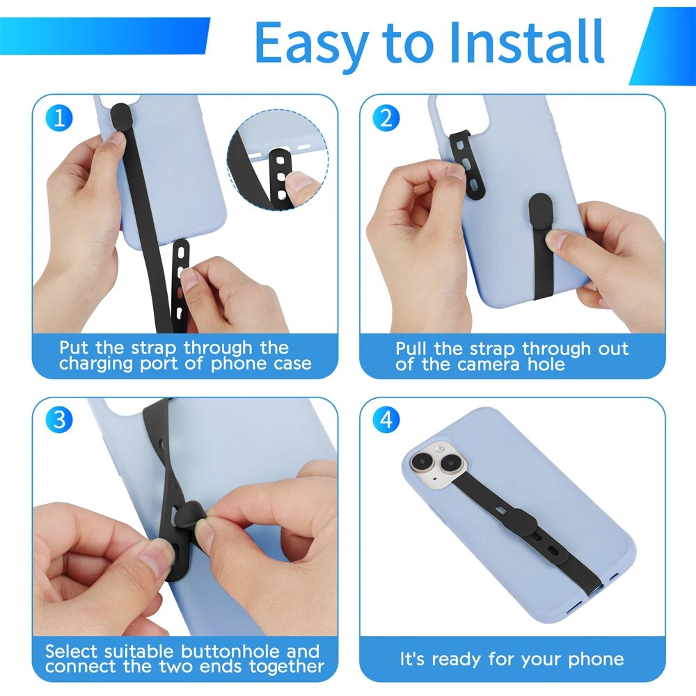 Silicone Cell Phone Loop Strap Reusable Hand Finger Holder C-shaped Clip Finger Phone Grip Fit 4.7-6.5 Most Smart Phone Case. 