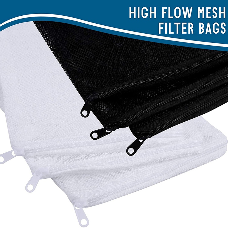 16 PCS Aquarium Mesh Media Filter Bags, Nylon Media Filter Mesh Bags with Zipper (for Particulate Carbon), Bio Balls.