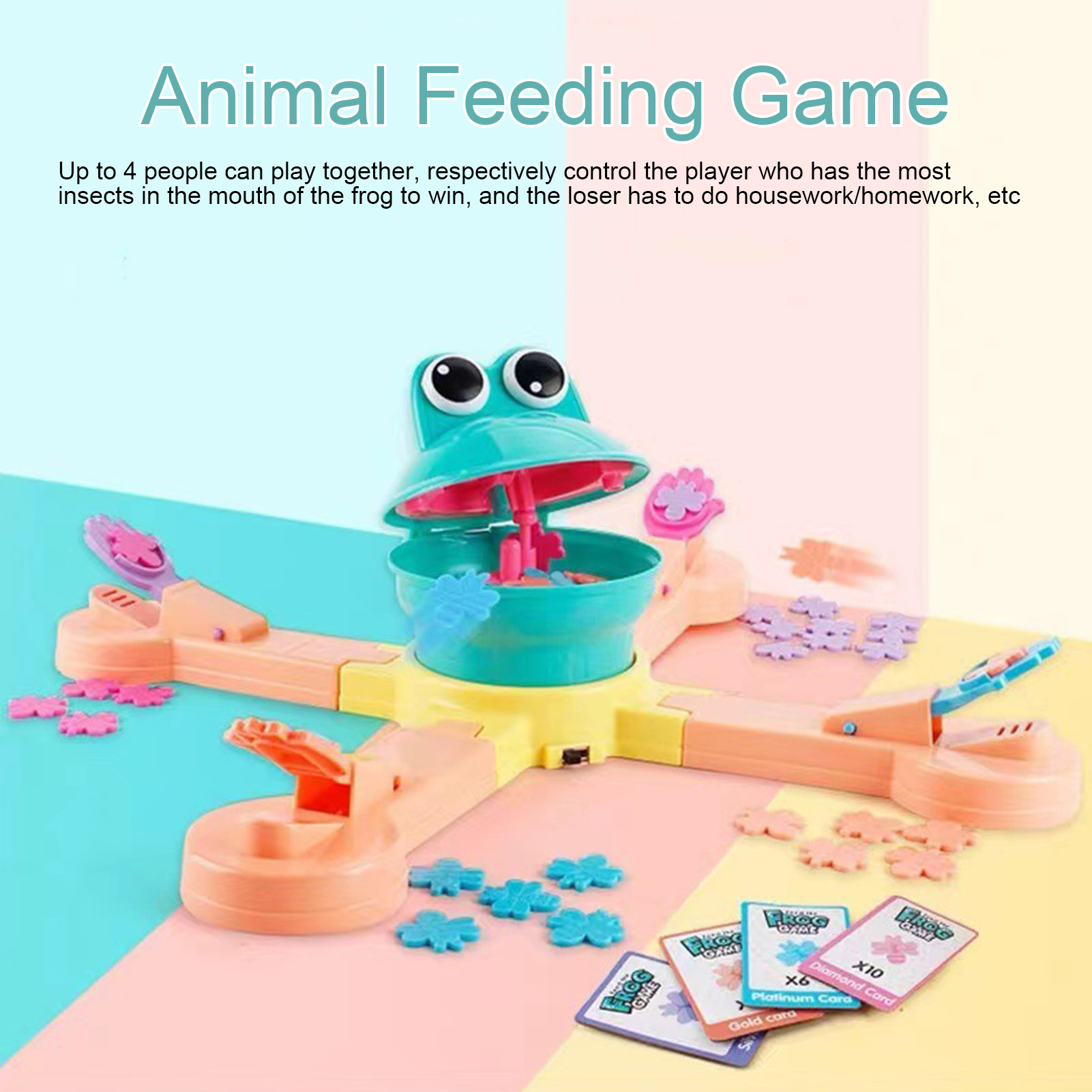 Animal Feeding Game Interactive Dinosaur Feeding Game Toy Fun Educational Animal Feeder for Kids Multiplayer Competitive Play Perfect Gift for Boys Girls Movable Big Mouth Frog Food Launcher Fine