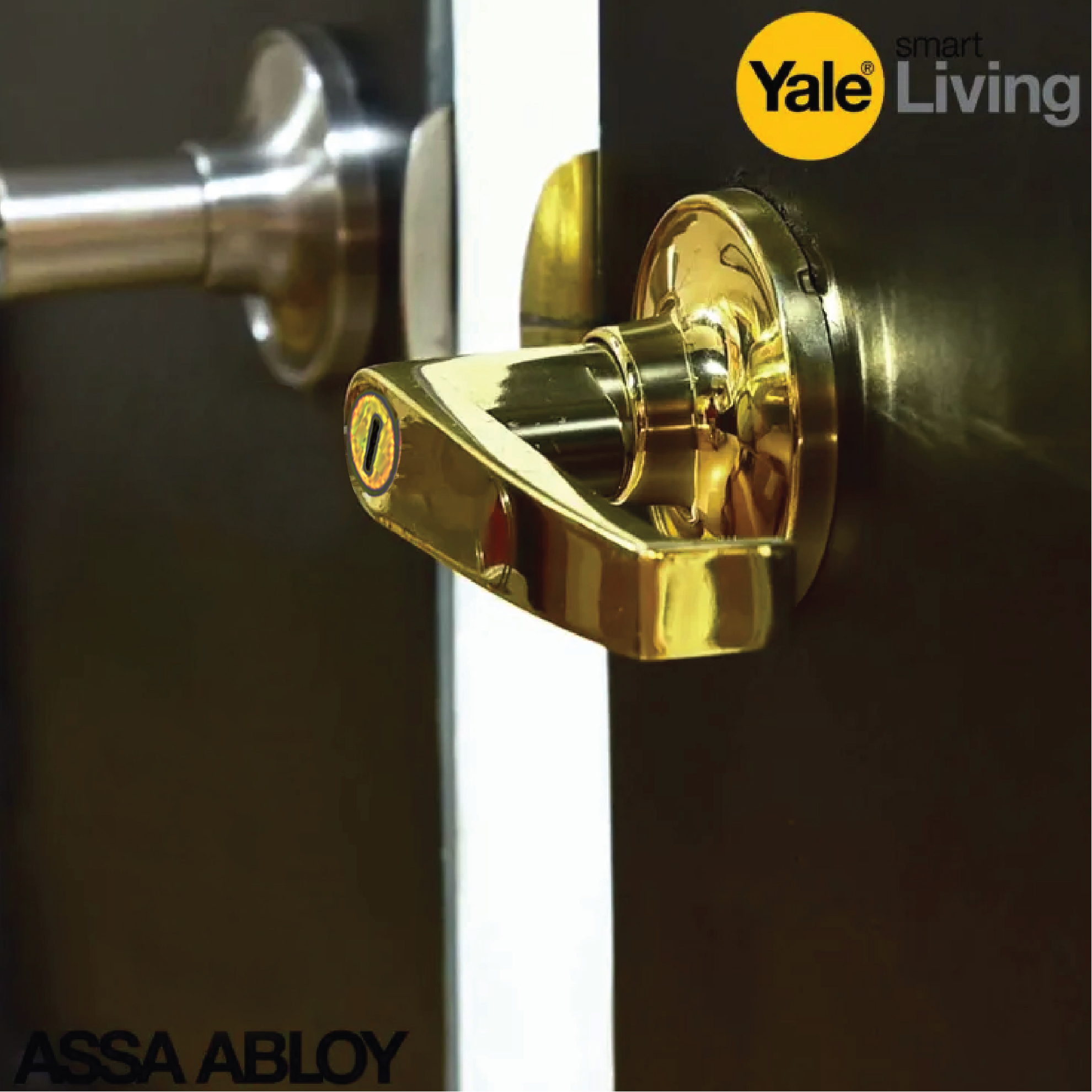 Yale Golden Color Tubular Door Lock Knob Lever Set VL5382 US3 (Without key)  Door hardware & locks. 