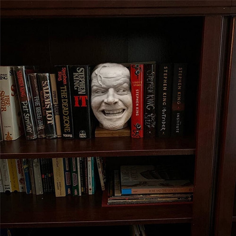 Here's Johnny Sculpture of TShining Resin Desktop Ornament Bookend Library Funny-face Book ShStatue Figurine Home H58C. 