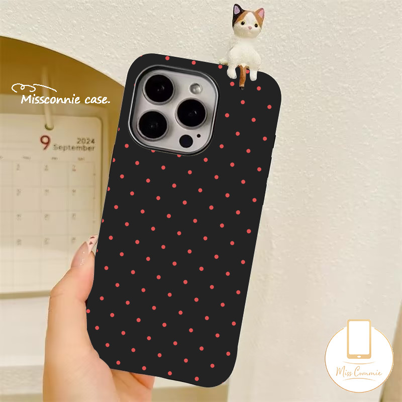 Creative Pink Dots Cat Case for Realme C63 C35 C65 C61 C53 C67 C51 C55 C15 Note 60 50 C20 C25 C31 C30 C21 C11 C17 C25Y C3 C21Y 11 12 5s 6i 7i 5i 5 Narzo 20 3D Doll Cute Cat Case. 