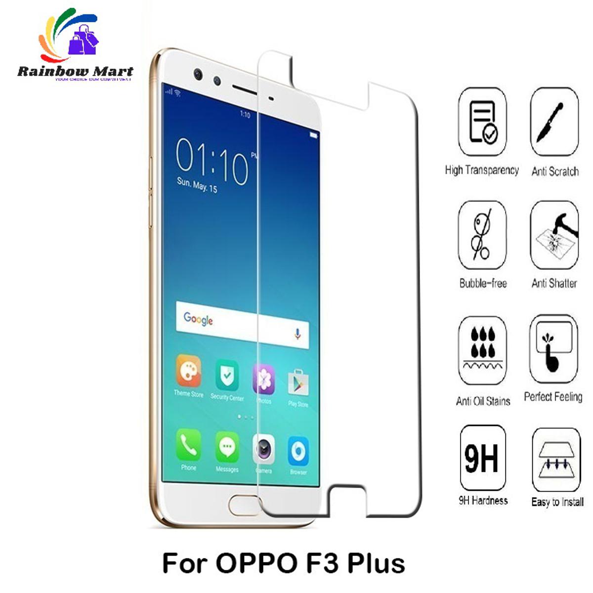 Oppo F3 Plus Tempered Glass Screen Protector 9H Hard 2.5D- Transparent
