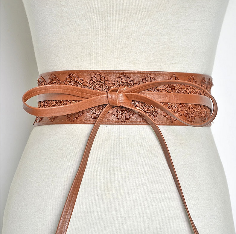 Women Belt white Elastic Belt Bow 
