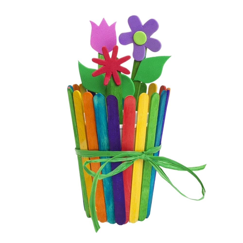 Colorations (100 pcs) Regular Colored Wood Craft Sticks Popsicle Sticks 4.5" inch Colored Popsicle Sticks for Crafts (5 Colors) Large Colorful Wood Craft Sticks for DIY Decor & Ice Cream. Bulk Wide & Jumbo Wooden Craft Popsicle Sticks for Kids. 