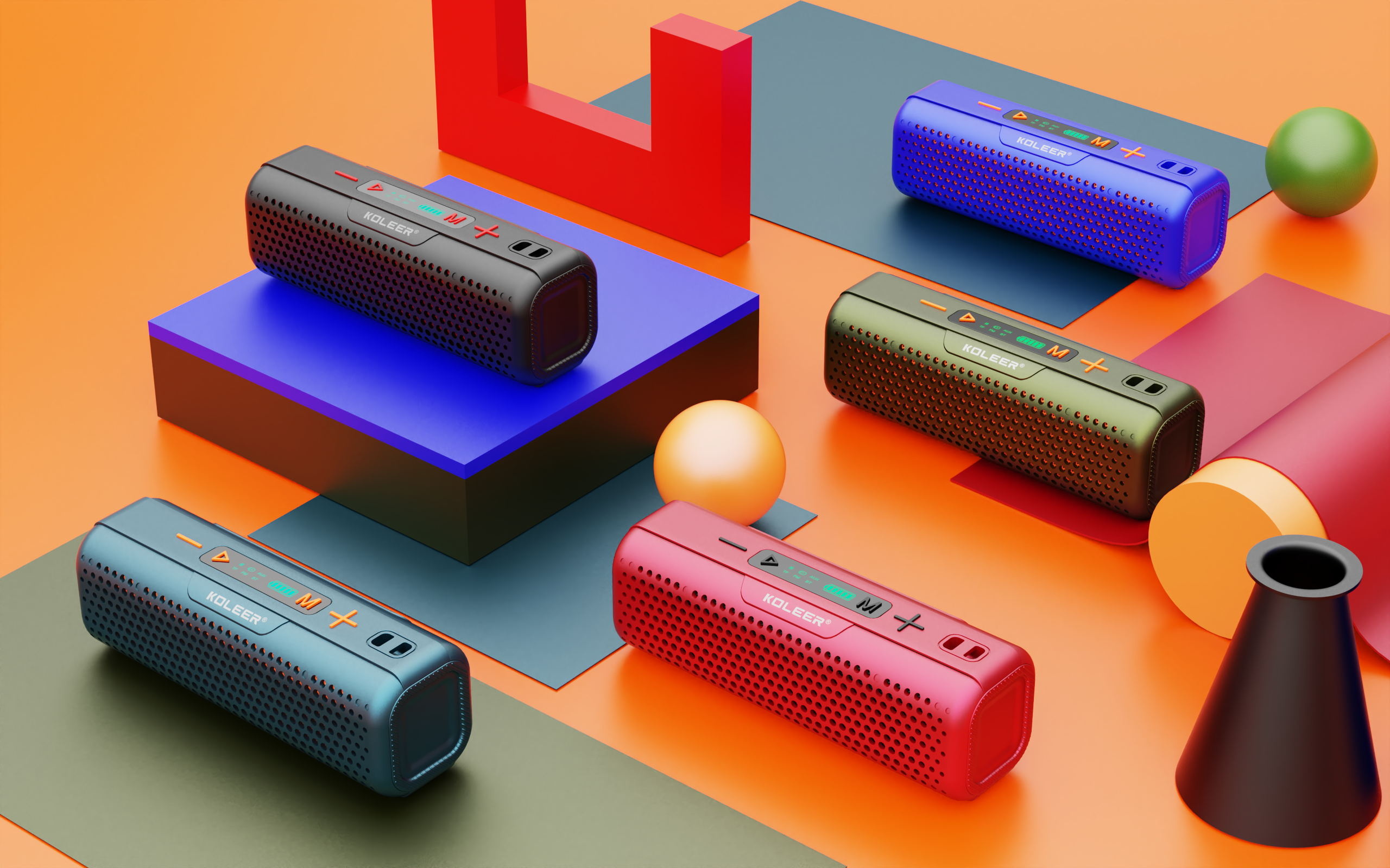 KOLEER S883 Bluetooth, AUX, USB & SD Card Supported Hi-Fi Sound Deep Bass Wireless Speaker With FM Radio. 